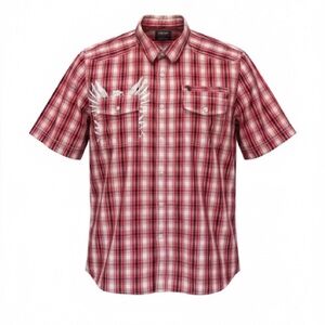 Kenneth Cole Reaction Men’s Y2K Plaid Button Down Short Sleeve Shirt Size Xlarge